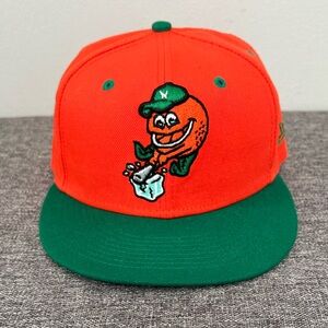 Norfolk Tides MILB Orange Squeezers Fitted Hat New Era 59FIFTY 7 1/4 Green